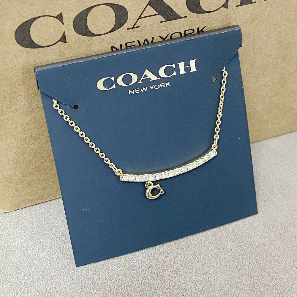 Coach Rhinestone Letter Pendant Metal Necklace